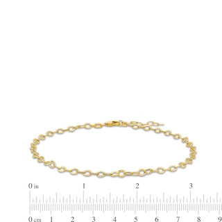 3.35mm Hammered Rolo Chain Anklet in Hollow 14K Gold - 10"