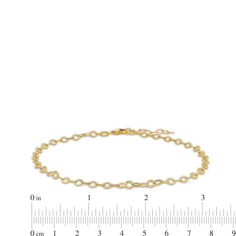 3.35mm Hammered Rolo Chain Anklet in Hollow 14K Gold - 10"