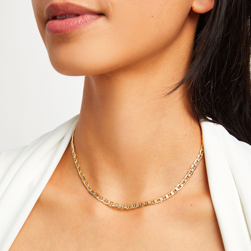 Main Image 2 of 4.7mm Diamond-Cut Mariner Chain Necklace in Semi-Solid 14K Two-Tone Gold - 18"