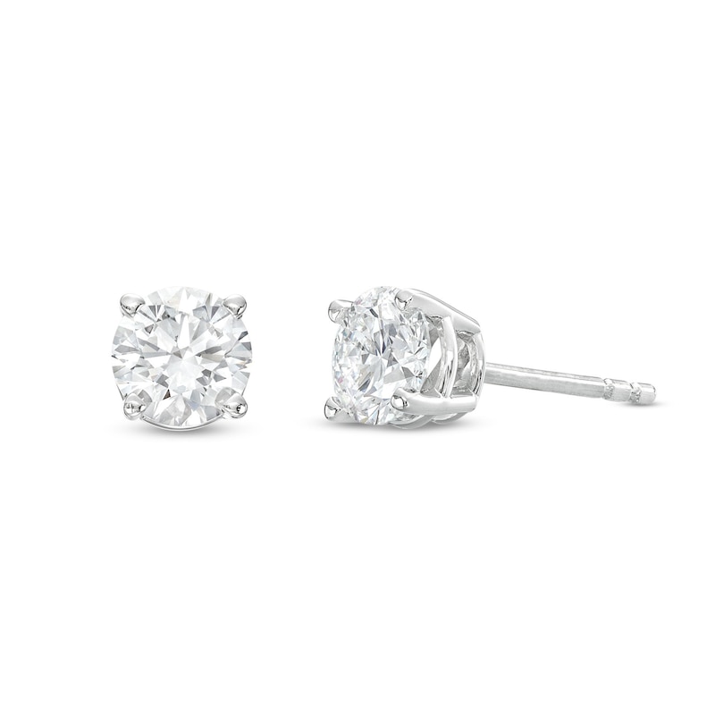 Main Image 1 of 0.90 CT. T.W. Certified Lab-Grown Diamond Solitaire Stud Earrings in 14K White Gold (I/SI2)