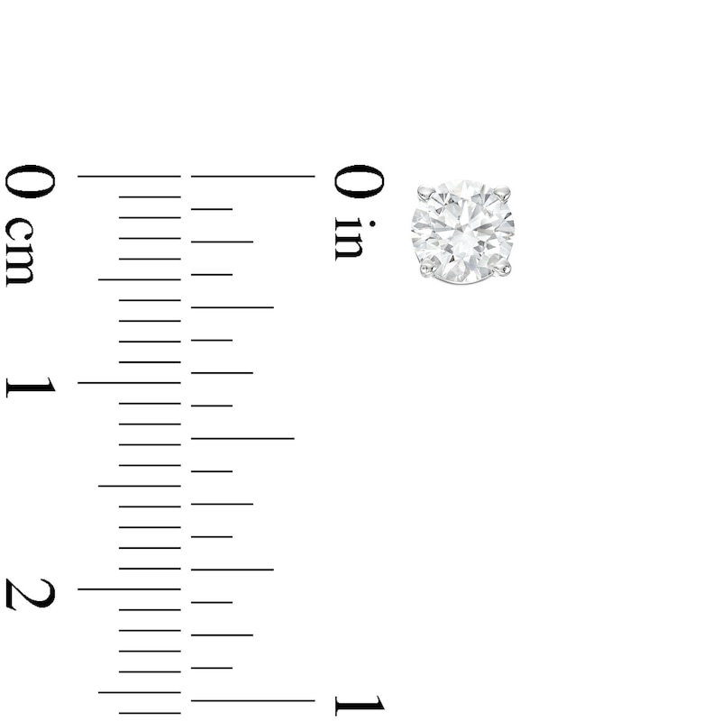 Main Image 3 of 0.90 CT. T.W. Certified Lab-Grown Diamond Solitaire Stud Earrings in 14K White Gold (I/SI2)