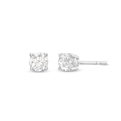 0.40 CT. T.W. Certified Lab-Created Diamond Solitaire Stud Earrings in 10K White Gold (I/SI2)