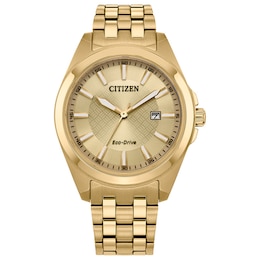 Men’s Citizen Eco-Drive® Classic Gold-Tone IP Watch with Champagne Dial (Model: BM7532-54P)