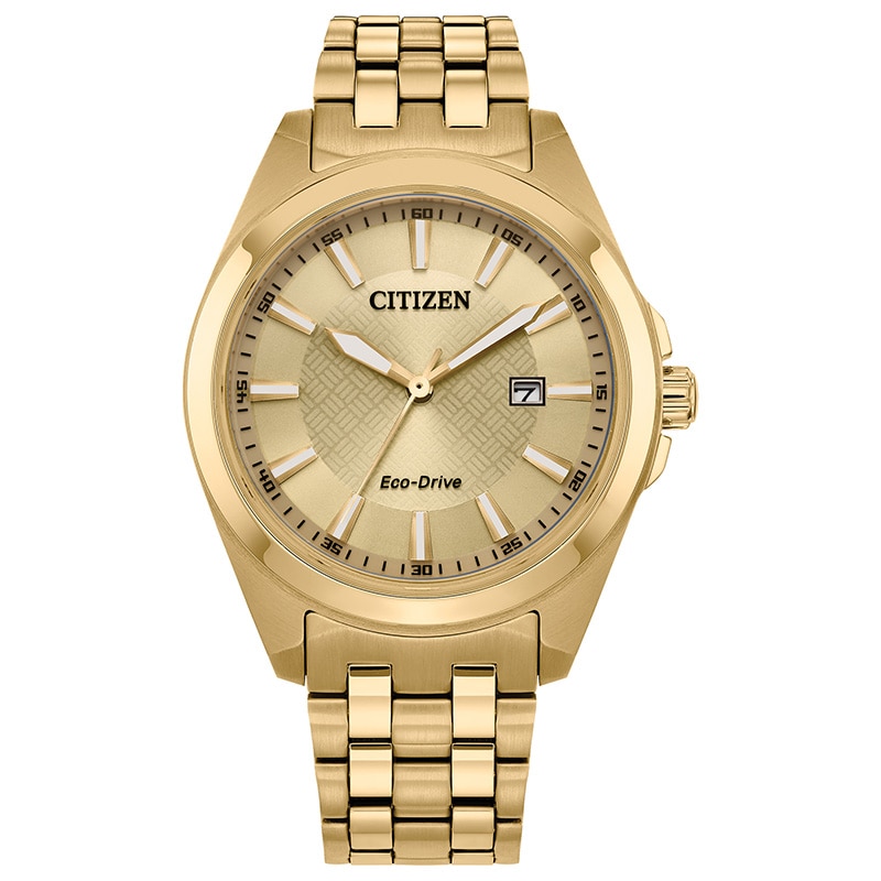 Men's Citizen Eco-Drive® Classic Gold-Tone IP Watch with Champagne Dial (Model: BM7532-54P)