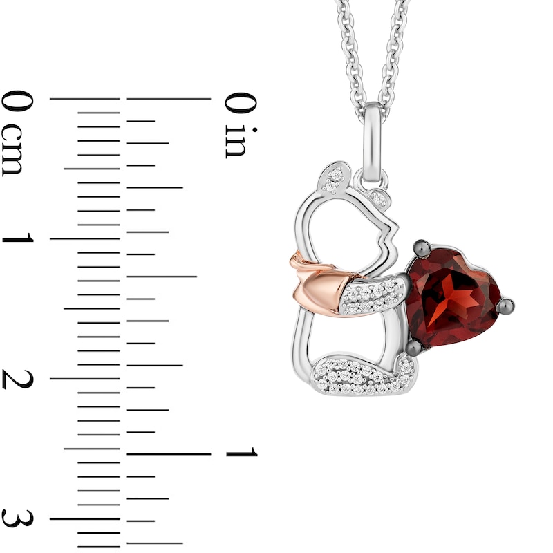 Main Image 4 of Disney Treasures Winnie the Pooh Heart-Shaped Garnet Stud Earrings and Pendant Set in Sterling Silver and 10K Rose Gold