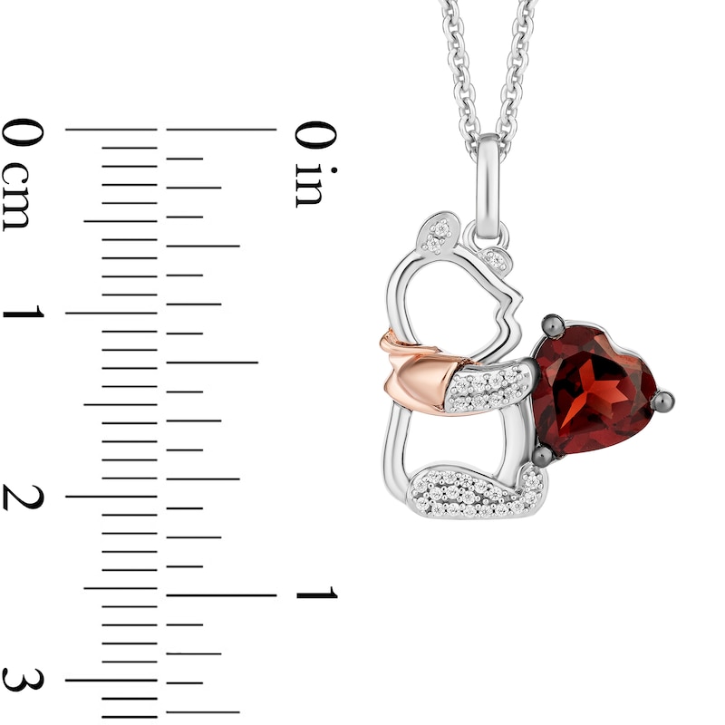 Disney Treasures Winnie the Pooh Heart-Shaped Garnet Stud Earrings and Pendant Set in Sterling Silver and 10K Rose Gold|Peoples Jewellers