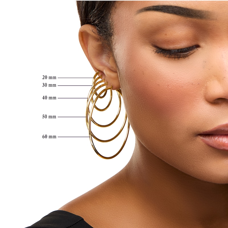 25.0mm Paper Clip Link J-Hoop Earrings in Hollow 10K Gold