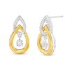 Thumbnail Image 1 of Unstoppable Love™ 0.12 CT. T.W. Diamond Interlocking Teardrop Earrings in Sterling Silver and 10K Gold