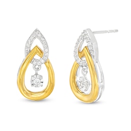Unstoppable Love™ 0.12 CT. T.W. Diamond Interlocking Teardrop Earrings in Sterling Silver and 10K Gold