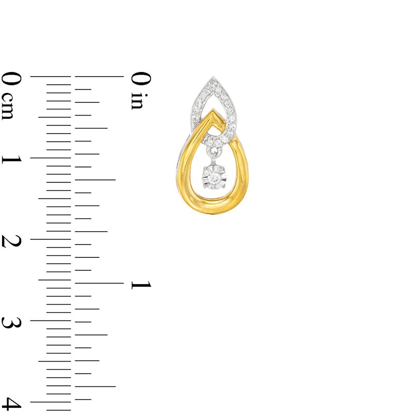Unstoppable Love™ 0.12 CT. T.W. Diamond Interlocking Teardrop Earrings in Sterling Silver and 10K Gold