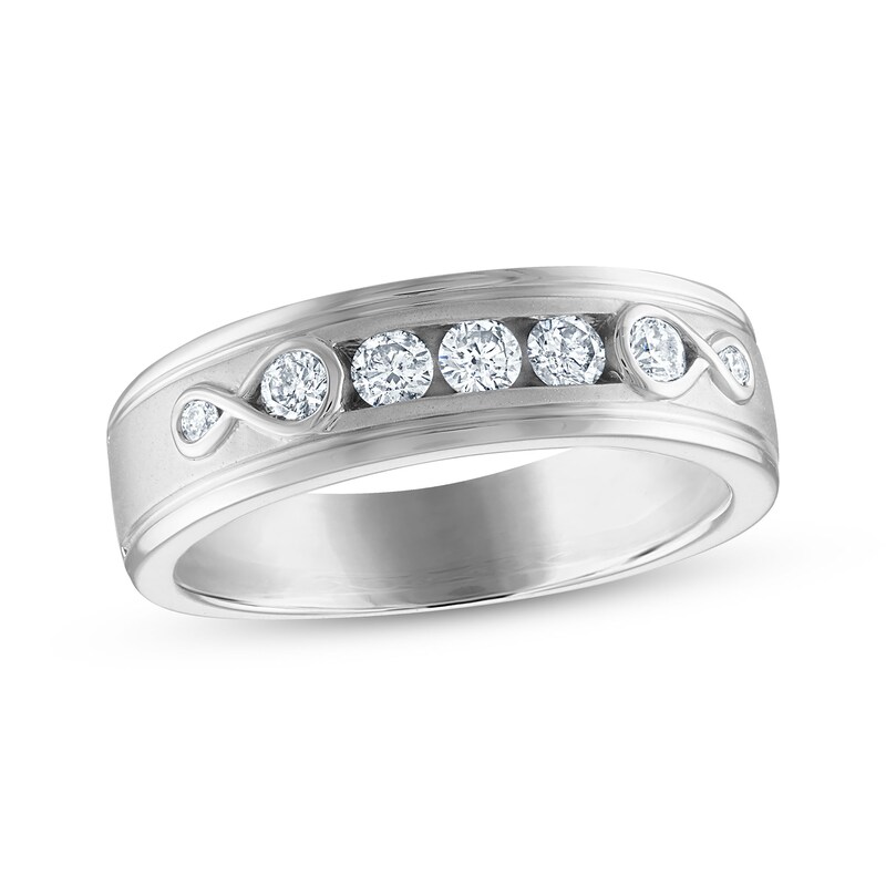 Main Image 1 of Every Moment Collection 0.45 CT. T.W. Diamond Three Stone Wedding Band in 14K White Gold