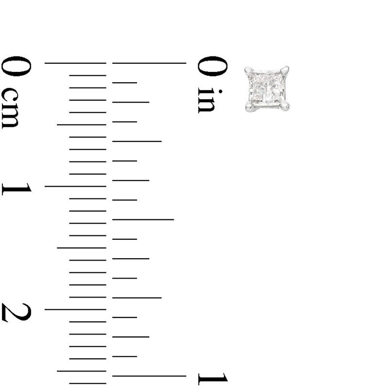Main Image 3 of 0.40 CT. T.W. Certified Princess-Cut Lab-Grown Diamond Solitaire Stud Earrings in 10K White Gold (I/SI2)