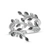Thumbnail Image 1 of Previously Owned - 0.10 CT. T.W. Black Diamond Leaf Wrap Ring in Sterling Silver