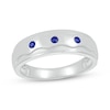 Thumbnail Image 0 of Men's Blue Lab-Created Sapphire Raised Wavy Three Stone Ring in 10K White Gold
