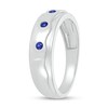 Thumbnail Image 1 of Men's Blue Lab-Created Sapphire Raised Wavy Three Stone Ring in 10K White Gold