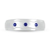 Thumbnail Image 2 of Men's Blue Lab-Created Sapphire Raised Wavy Three Stone Ring in 10K White Gold
