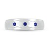 Men's Blue Lab-Created Sapphire Raised Wavy Three Stone Ring in 10K White Gold