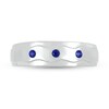 Thumbnail Image 2 of Men's Blue Lab-Created Sapphire Raised Wavy Three Stone Ring in 10K White Gold