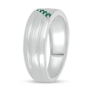 Thumbnail Image 2 of Men's Lab-Created Emerald Slant Multi-Row Ring in 10K White Gold