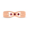 Thumbnail Image 3 of Men's Lab-Created Ruby Three Stone Concave Ring in 10K Rose Gold