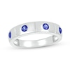 Thumbnail Image 0 of Men's Blue Lab-Created Sapphire Station Ring in 10K White Gold
