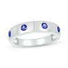 Thumbnail Image 1 of Men's Blue Lab-Created Sapphire Station Ring in 10K White Gold