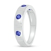 Thumbnail Image 1 of Men's Blue Lab-Created Sapphire Station Ring in 10K White Gold