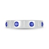 Thumbnail Image 2 of Men's Blue Lab-Created Sapphire Station Ring in 10K White Gold