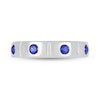 Thumbnail Image 3 of Men's Blue Lab-Created Sapphire Station Ring in 10K White Gold