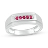 Thumbnail Image 1 of Men's Lab-Created Ruby Raised Five Stone Ring in 10K White Gold