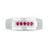 Thumbnail Image 2 of Men's Lab-Created Ruby Raised Five Stone Ring in 10K White Gold