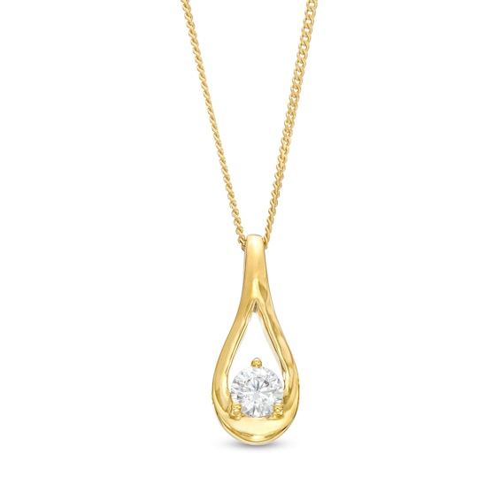 0.20 CT. Canadian Certified Diamond Solitaire Teardrop Ribbon Pendant in 14K Gold (I/I2) - 17"