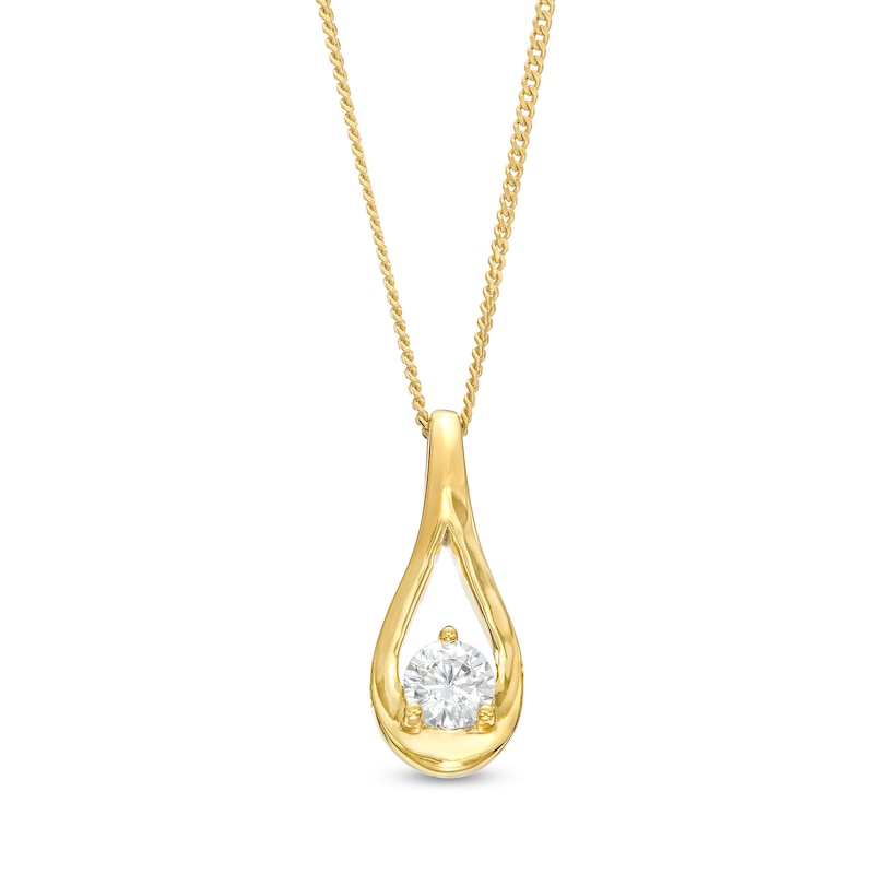 0.20 CT. Canadian Certified Diamond Solitaire Teardrop Ribbon Pendant in 14K Gold (I/I2) - 17"