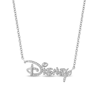 Collector’s Edition Disney Treasures 100th Anniversary 0.145 CT. T.W. Diamond Logo Necklace in Sterling Silver