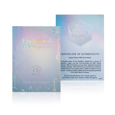 Collector’s Edition Disney Treasures 100th Anniversary 0.145 CT. T.W. Diamond Logo Necklace in Sterling Silver