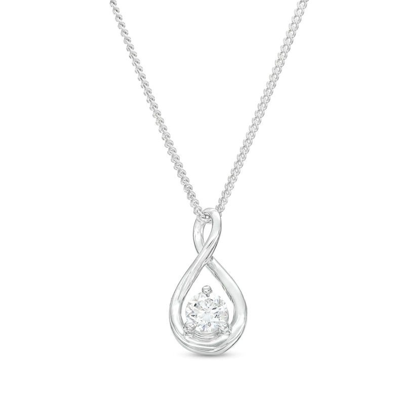 0.15 CT. Canadian Certified Diamond Solitaire Infinity Ribbon Pendant in 14K White Gold (I/I2) - 17"|Peoples Jewellers