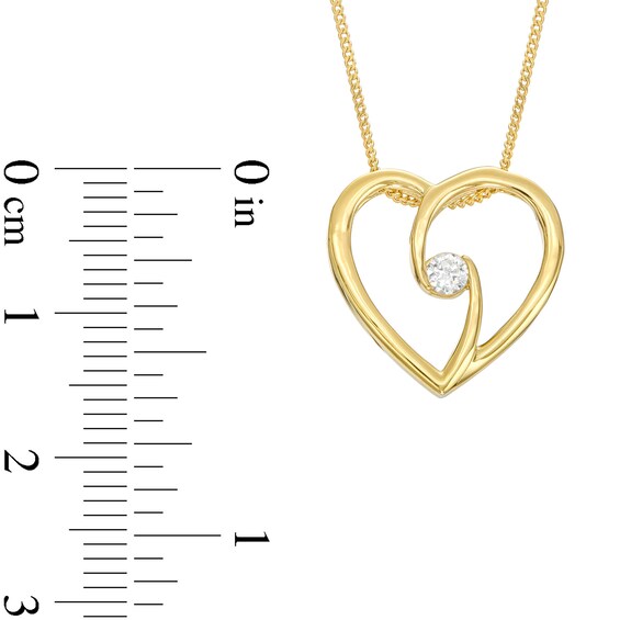 0.10 CT. Canadian Certified Diamond Solitaire Bypass Heart Pendant in 14K Gold (I/I2) - 17"