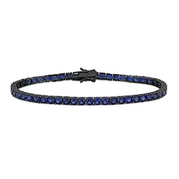 Men's Blue Lab-Created Sapphire Tennis Bracelet in Sterling Silver with Black Rhodium - 9.0&quot;