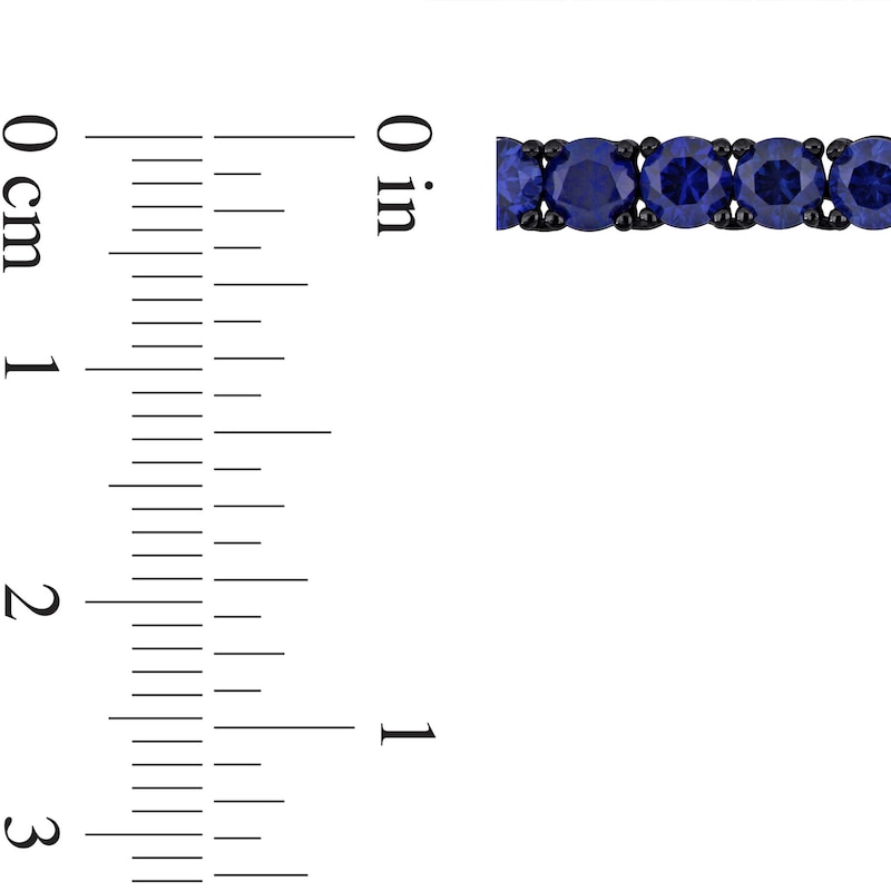 Main Image 3 of Men's Blue Lab-Created Sapphire Tennis Bracelet in Sterling Silver with Black Rhodium - 9.0"