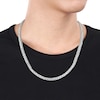 Thumbnail Image 2 of Men's Square-Cut White Lab-Created Sapphire Tennis Necklace in Sterling Silver - 20"
