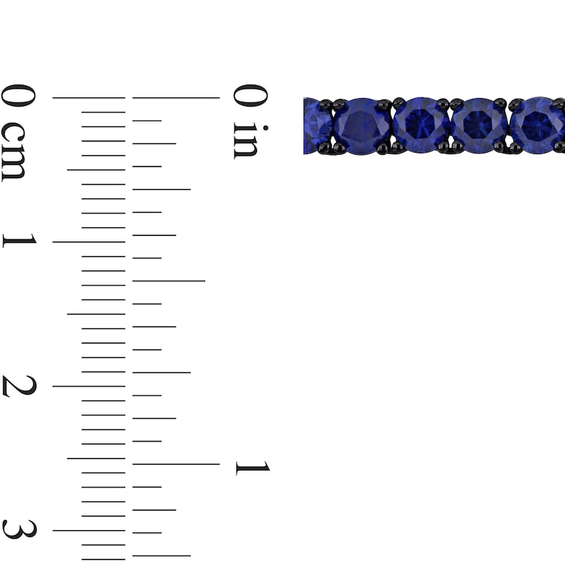 Main Image 3 of Men's Blue Lab-Created Sapphire Tennis Necklace in Sterling Silver with Black Rhodium - 20"
