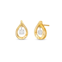 Unstoppable Love™ 0.10 CT. T.W. Diamond Dangle Flame Stud Earrings in 10K Gold