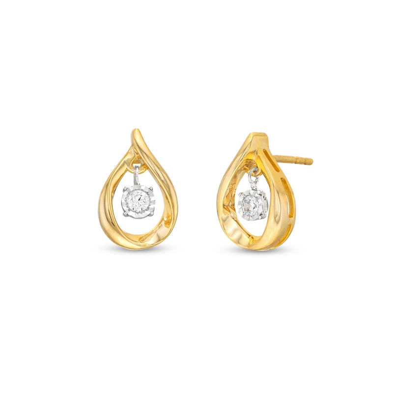 Unstoppable Love™ 0.10 CT. T.W. Diamond Dangle Flame Stud Earrings in 10K Gold