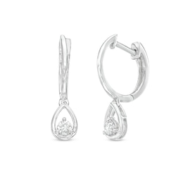 0.20 CT. T.W. Canadian Certified Diamond Teardrop Dangle Hoop Earrings in 14K White Gold (I/I2)