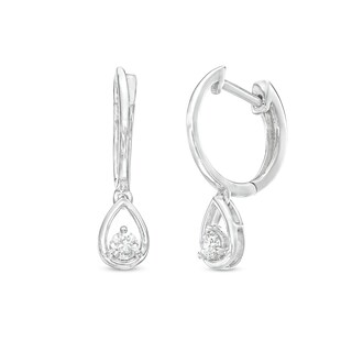 0.20 CT. T.W. Canadian Certified Diamond Teardrop Dangle Hoop Earrings in 14K White Gold (I/I2)