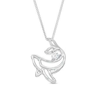 0.10 CT. Canadian Certified Diamond Solitaire Whale Pendant in Sterling Silver (I/I2) - 17"