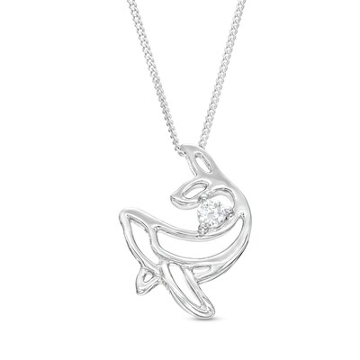 0.10 CT. Canadian Certified Diamond Solitaire Whale Pendant in Sterling Silver (I/I2) - 17"