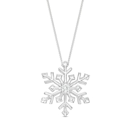 0.10 CT. Canadian Certified Diamond Solitaire Snowflake Pendant in Sterling Silver (I/I2) - 17&quot;