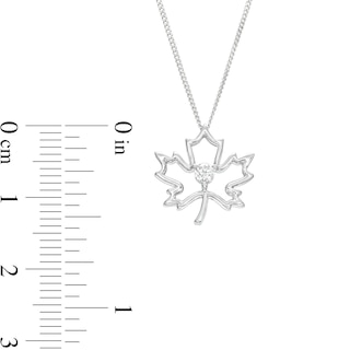 0.10 CT. Canadian Certified Diamond Solitaire Maple Leaf Pendant in Sterling Silver (I/I2) - 17"