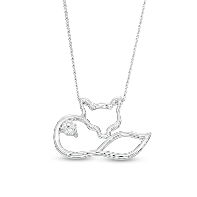 Main Image 1 of 0.10 CT. Canadian Certified Diamond Solitaire Fox Pendant in Sterling Silver (I/I2) - 17"